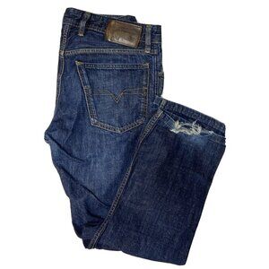 Diesel Waykee Straight 31X27 Hemmed Blue Jeans Denim Grunge